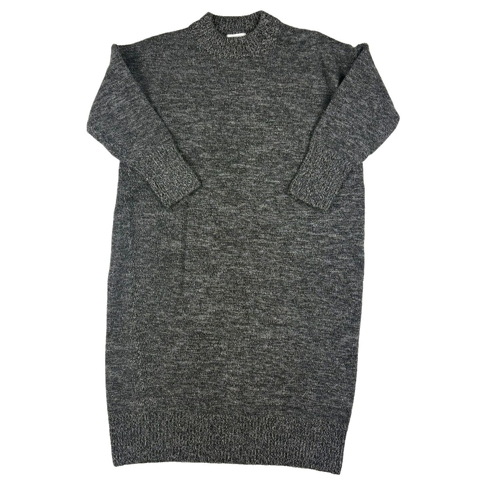 Nordstrom Gray Knit Sweater Dress Wool Blend Long Sleeve Mock Neck Womens L